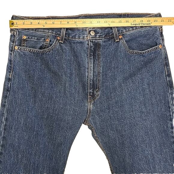 Levis 505 Men's Jeans Straight Leg Regular Fit Size 42x30 Blue Denim - Picture 5 of 9